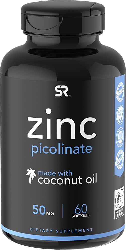[Australia] - Zinc Picolinate 50mg with Organic Coconut Oil | Highly Absorbable Zinc Supplement for Healthy Immune Function | Non-GMO Verified, Gluten & Soy Free (60 Liquid Soft gels) 