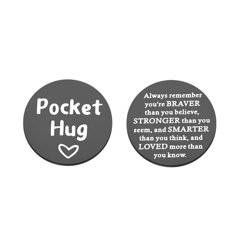 [Australia] - KUIYAI Pocket Hug Token Always Remember You are Braver Than You Believe Token Inspiration Gift Long Distance Relationship Gift Remember-Pocket Hug Black 