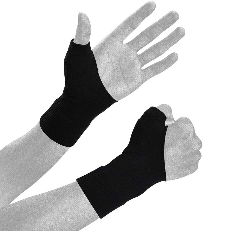 [Australia] - Wrist Thumb Compression Arthritis Gloves(1 Pair),Breathable Wrist Support Brace Fingerless Glove with Gel Thumb Injury Pads,Comfortable Carpal Tunnel Sleeve for Hand Wrist Joint Relieve Pain Black 