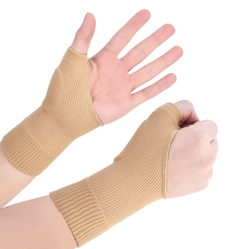 [Australia] - Wrist Thumb Compression Arthritis Gloves(1 Pair),Breathable Wrist Support Brace Wrist Sleeve with Gel Thumb Injury Pads,Comfortable Carpal Tunnel Sleeve for Hand Thumb Wrist Joint Relieve Pain Beige 