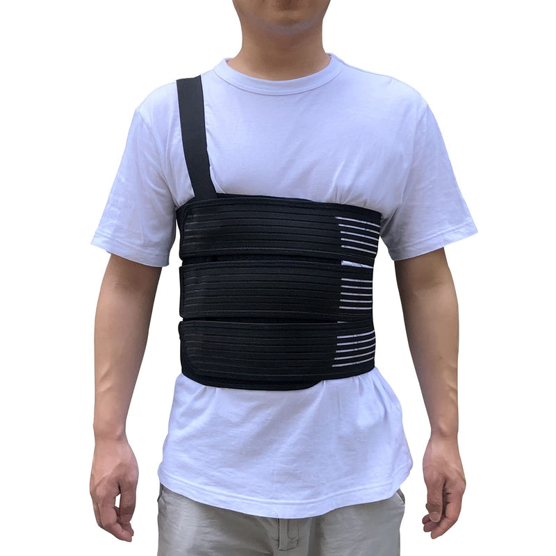 [Australia] - Rib Belt Chest Binder for Broken Injury Ribs, Elastic Rib Brace Compression Support to Reduce Rib Cage Pain, Breathable Chest Protector Wrap for Cracked, Fractured, Dislocated and Post-Surgery Ribs (L (33" to 43")) L (33" to 43") 
