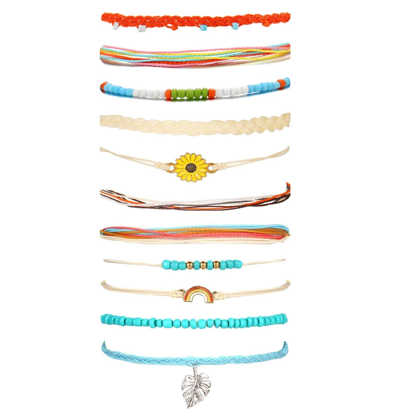 24 Pieces String Ocean Wave Bracelets for Women Teen Friendship Bracelets  Handmade Colorful Waterproof Adjustable Cute Wave Braided Rope Bracelets