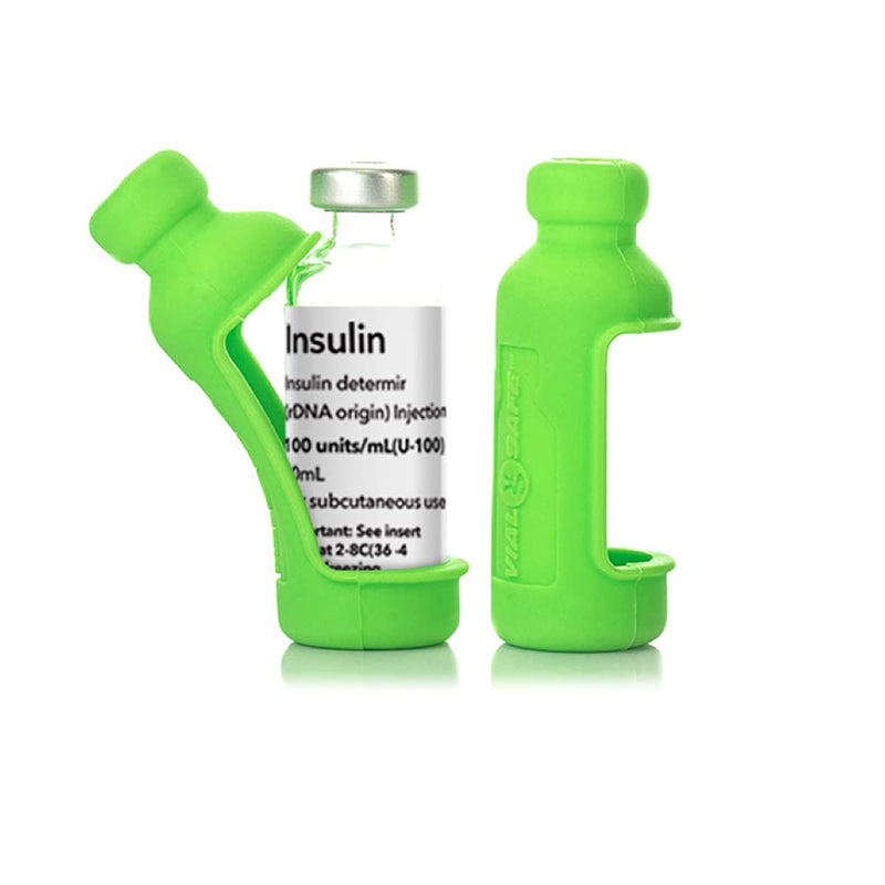 [Australia] - VIAL SAFE Insulin Bottle Protector Case/Sleeve for Diabetes, Never Risk Breaking Your Insulin Vial, Reusable, Durable, Flexible Silicone Protective Sleeve, 2-Pack (Size Tall), Light Green 