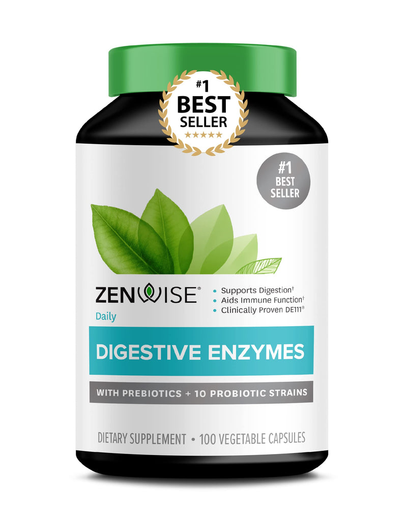 [Australia] - Zenwise Digestive Enzymes Probiotics and Prebiotics - Digestion and Bloating Relief for Women and Men, Lactose Absorption with Amylase & Bromelain, 100 Count 