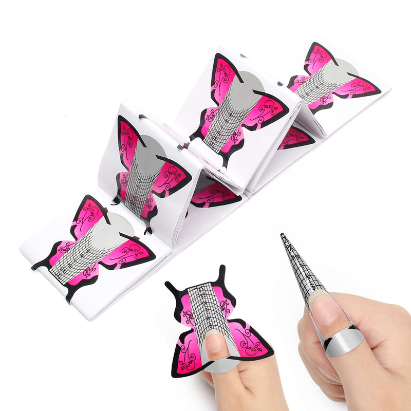 [Australia] - Ahier Nail Forms, 100PCS Acrylic Butterfly-Shape Self Adhesive Gel Nail Extension Nail Forms for DIY Tool UV Gel Forms Guide Stickers 