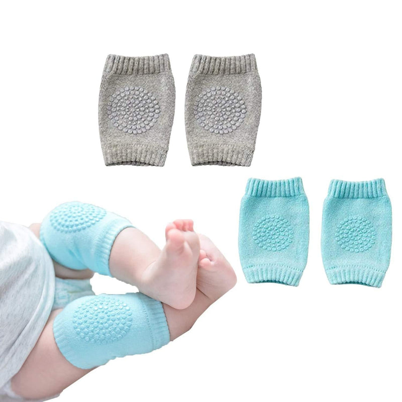 [Australia] - Baby Crawling Pads Anti Slip Knee Pads Unisex Baby Knee Protectors Toddler Leg Warmer Safety Walking Kneepads Blue+gray 