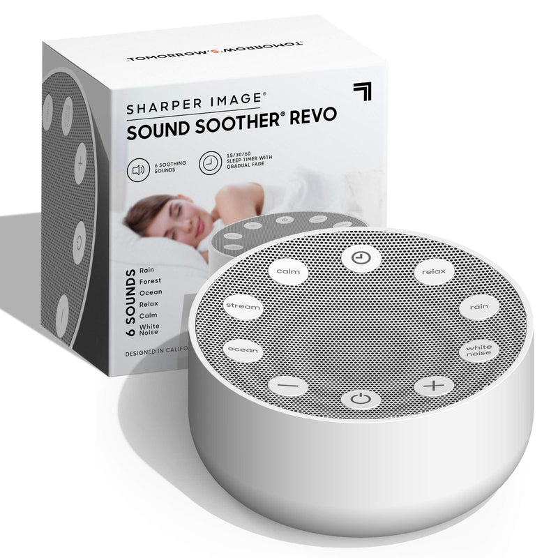 [Australia] - SHARPER IMAGE Sleep Therapy White Noise Machine, Soothing Nature Sounds for Baby Kid Adult, Portable Relaxation Wellness Meditation and Naps, Peaceful Rest Sleep Aid, Father's Day Gift Revo White 