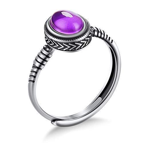 [Australia] - MY MOJOYAS Mood Rings For Women Sterling Silver Mood Rings For Girls 925 Silver Women Rings Adjustable Size From 6 to 13 