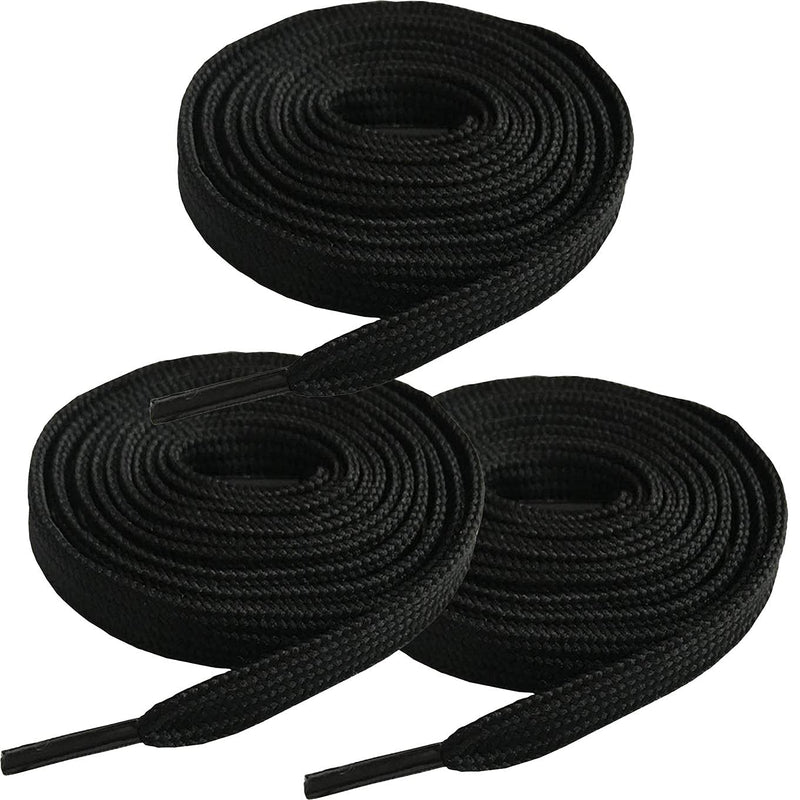 [Australia] - 3Pairs Flat Shoelaces,5/16" wide,52 inch length Athletic Shoe Strings 3pairs Black 