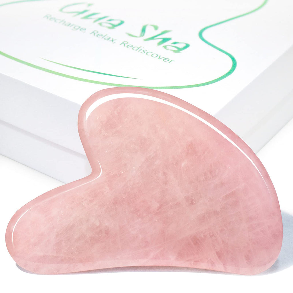 [Australia] - BAIMEI Gua Sha Facial Tool for Self Care, Massage Tool for Face and Body Treatment, Made of Rose Quartz, Relieve Tensions and Reduce Puffiness Pink 
