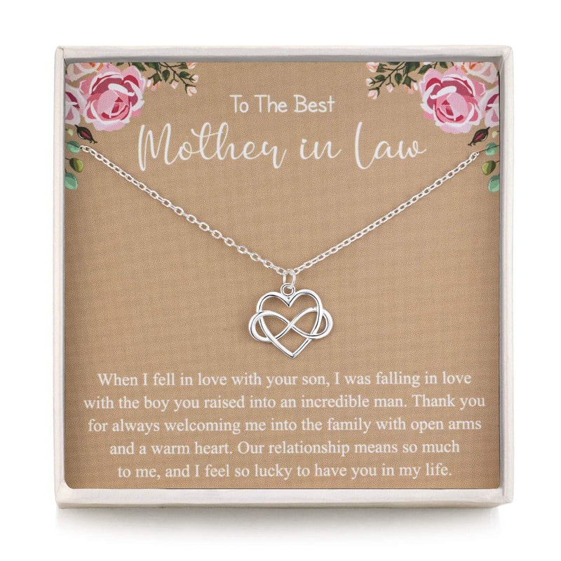 [Australia] - RareLove Mother in Law Gifts from Daughter in Law,Mom Gift from Daughter,Mother of The Groom Necklace,925 Sterling Silver Tiny Infinity Heart Necklaces for Women,Wedding Gift 