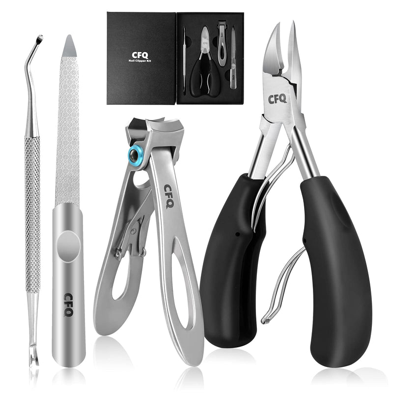 [Australia] - CFQ Large Nail Clippers Set, Big Toenail Fingernail Clippers for Ingrown Toenails, Stainless Steel Nail Cutter for Professional Podiatrist, Trim Thick Nails for Men, Women, The Elderly and Adults. 