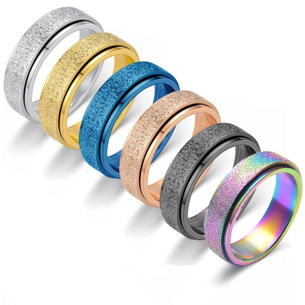 [Australia] - WAINIS 6 Pcs Stainless Steel Spinner Ring for Women Mens Fidget Band Rings Stress Relieving Wedding Promise Rings Set Size 6-10 6.75 