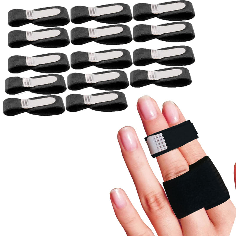 [Australia] - Reppkyh Finger Wraps, Pack of 14 PCS Tapes for Broken, Finger Loops Tapes for Broken Finger Cushion Bandages Splint Straightener Black Fabric Toe 12 Pcs 