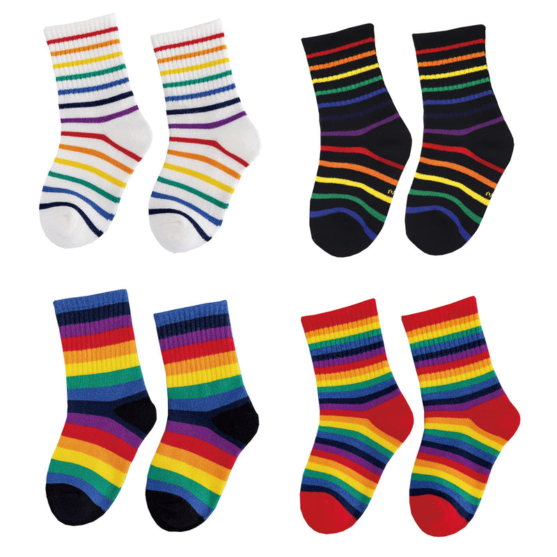[Australia] - Xiyadun Unisex Toddler And Kids Striped Rainbow Crew Socks Colorful Cotton Socks Packs 1-3T Assorted 4 Pack 