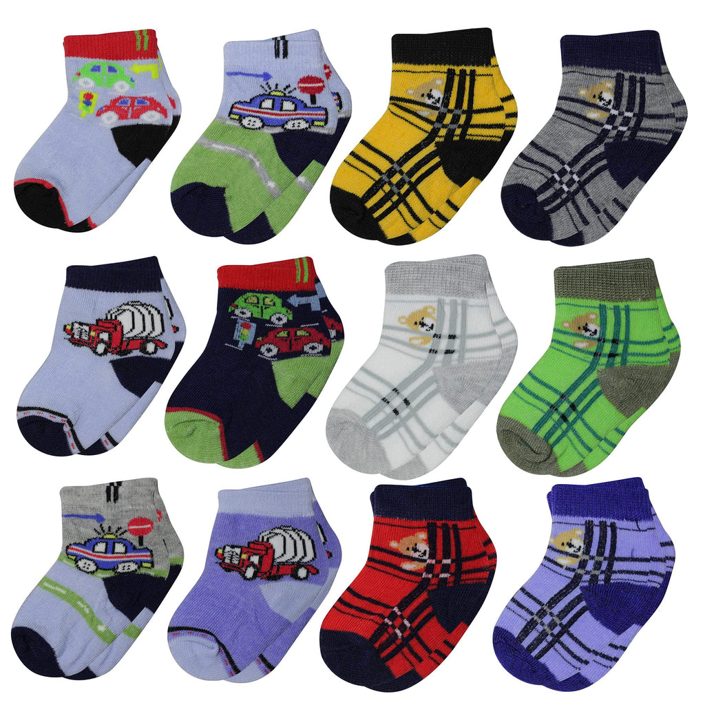 [Australia] - LINLIN FAN 12-Pack Newborn Baby Infant & Toddler Boys Socks, 0-12Months 0-6 Months Assorted Color 1 