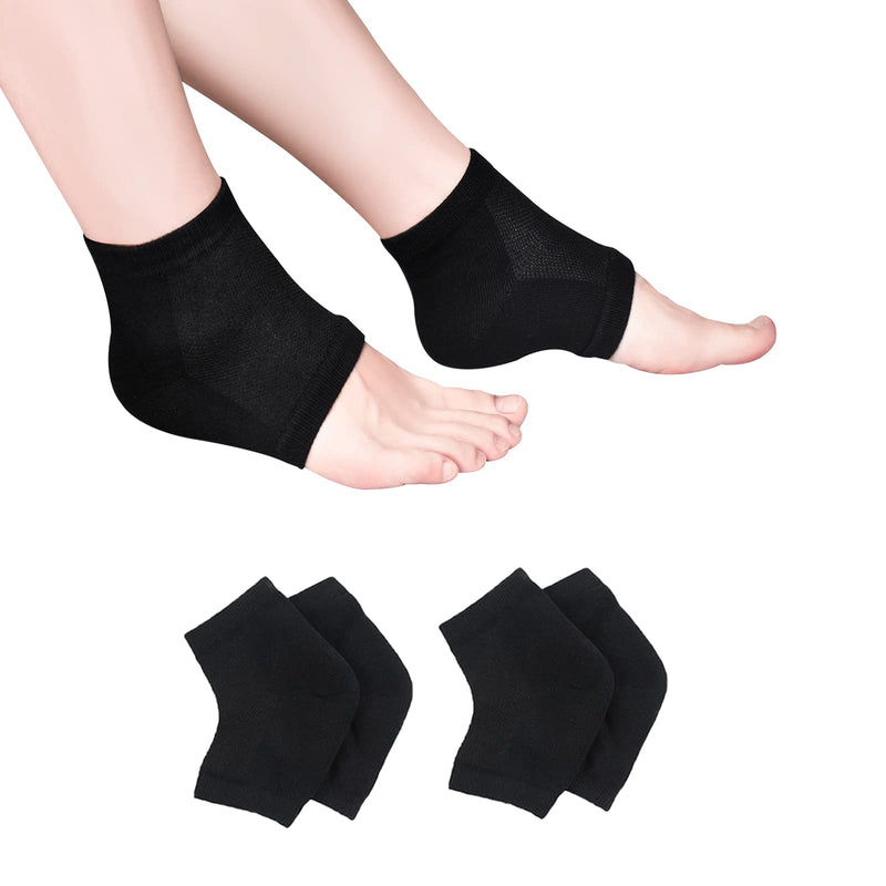 [Australia] - Moisturizing Socks, Moisturizing/Gel Heel Socks for Dry Cracked Heels, Ventilate Gel Spa Socks to Heal and Treat Dry, Gel Lining Infused with Vitamins 2Pairs-Black 