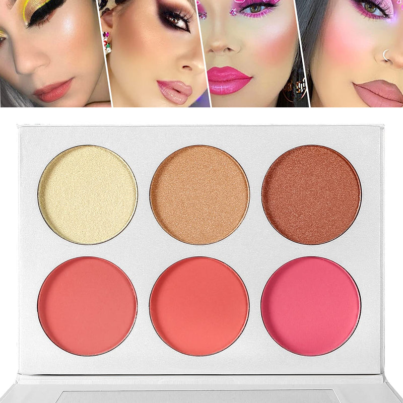 [Australia] - Blusher & Highlighter Palette, Blusher Illuminator Highlighter Contour Bronzer All in One Makeup Palette, Glow Blusher Bronzer Highlighter Powder Kit, High Pigmented Easy to Blend Longlasting 