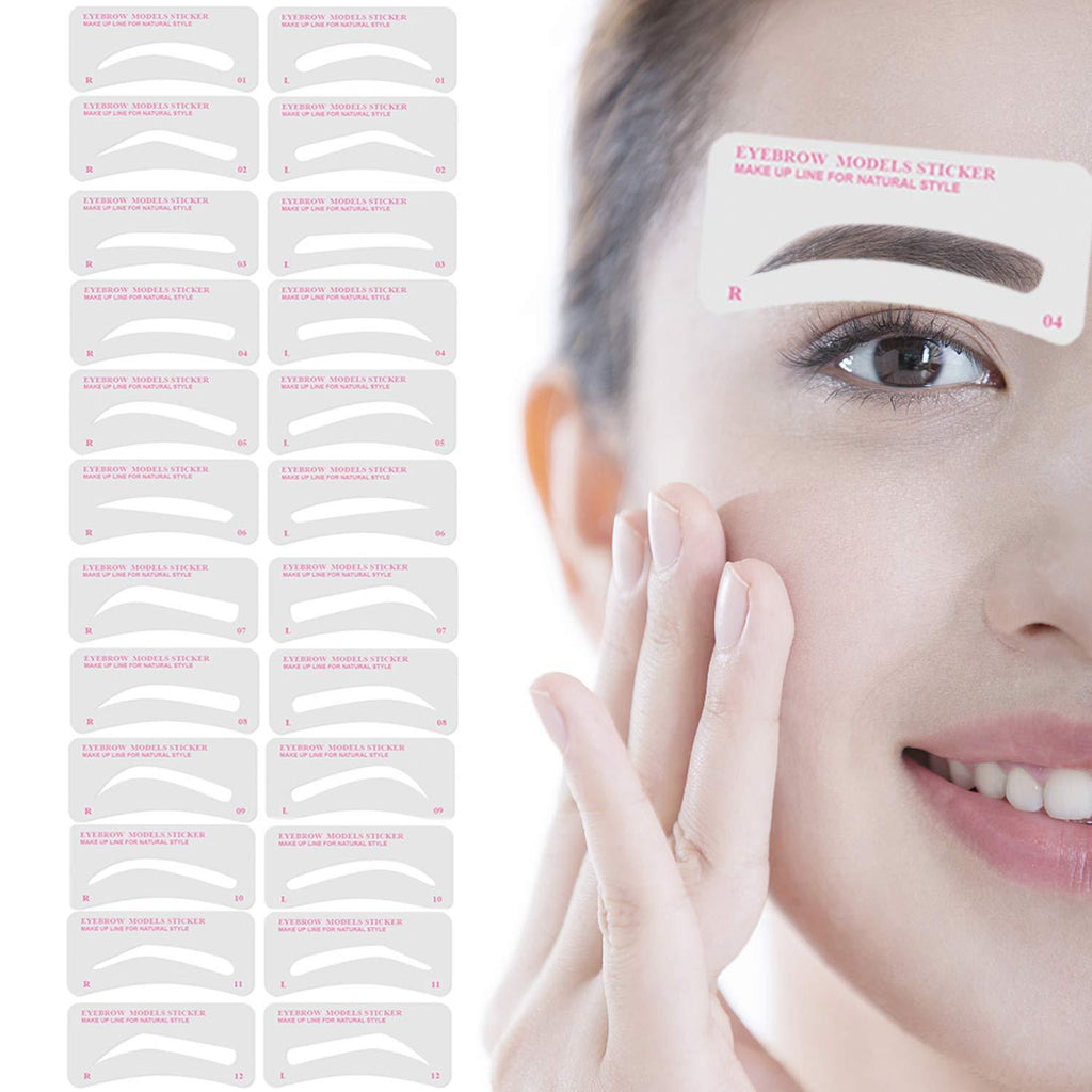 [Australia] - Eyebrow Stencil, 12 Eyebrow Shaper Kit, Reusable Eyebrow Template, 3 Minutes Makeup, for Beginners and Professionals (Pack of 12) Pack of 12 