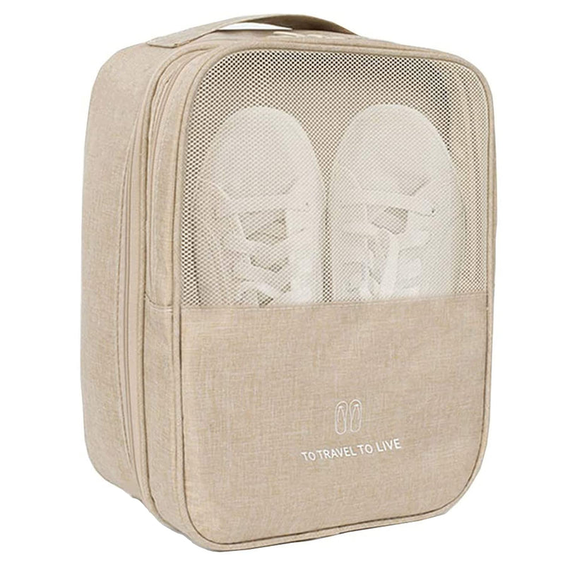 [Australia] - CINLITEK Shoe Bag,Travel Shoe Bag Waterproof Portable Organizer Storage Shoe Pouch Holds 3 Pair of Shoes Beige 