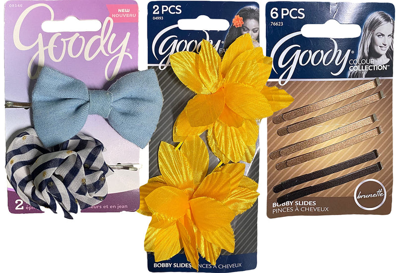 [Australia] - Goody Classics Metal Hair Barrettes (Pack of 3, Assorted Styles) Pack of 3 