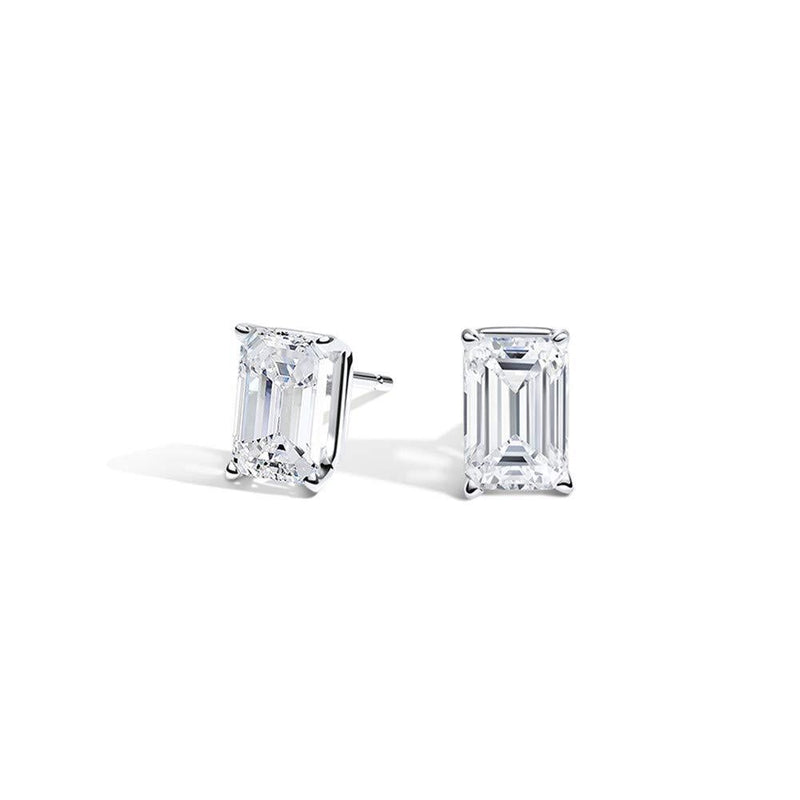 [Australia] - EAMTI 1 Carat 925 Sterling Silver Cubic Zirconia Stud Earrings for Women CZ Stud Small Cute Earrings Hypoallergenic 1ct-emerald cut 