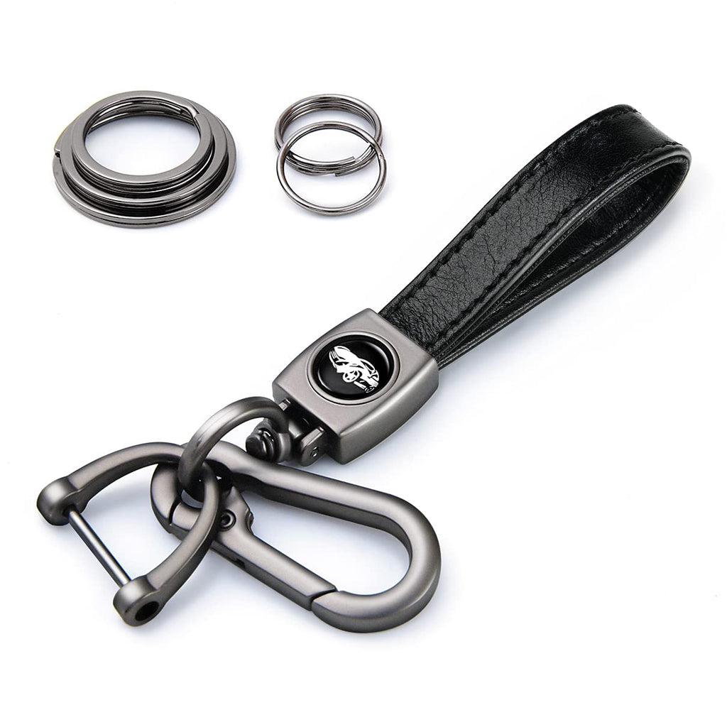 [Australia] - KVR Genuine Leather Key Chain,Keychain Keyring Family Present for Man and Woman,Accessories Black 