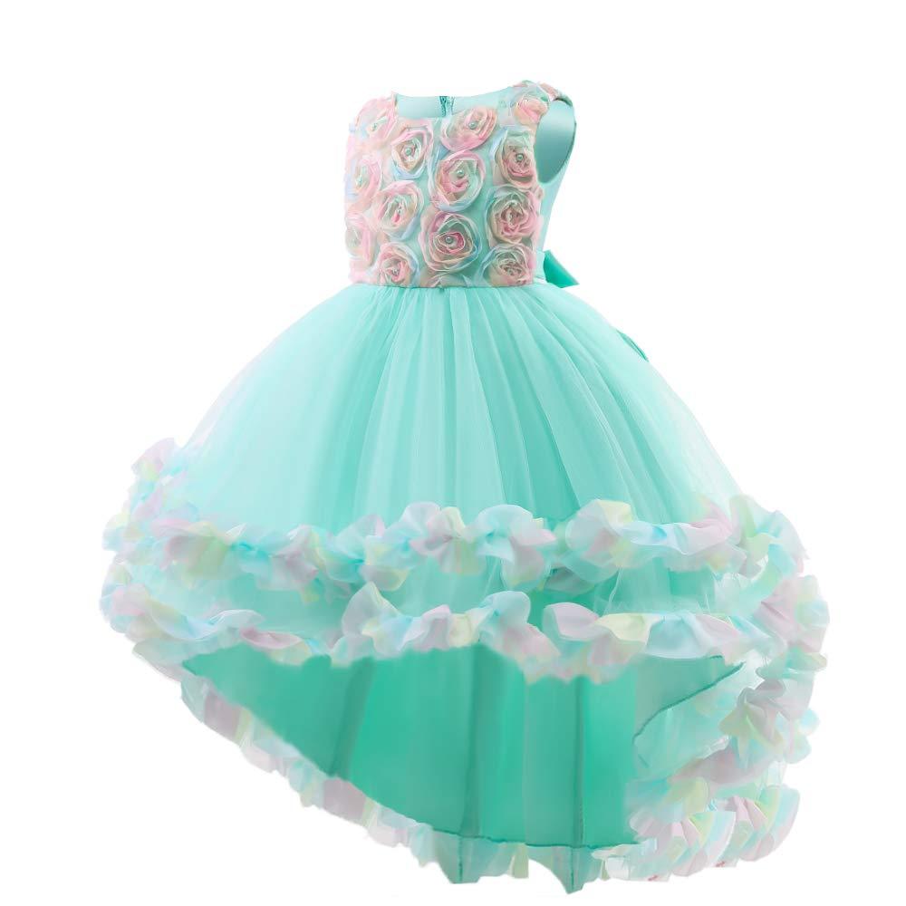 [Australia] - CMMCHAAH 2-10T Flower Girl Wedding Pageant Hi-Lo Dresses Toddler Formal Party Midi Dress Green 18-24 Months 