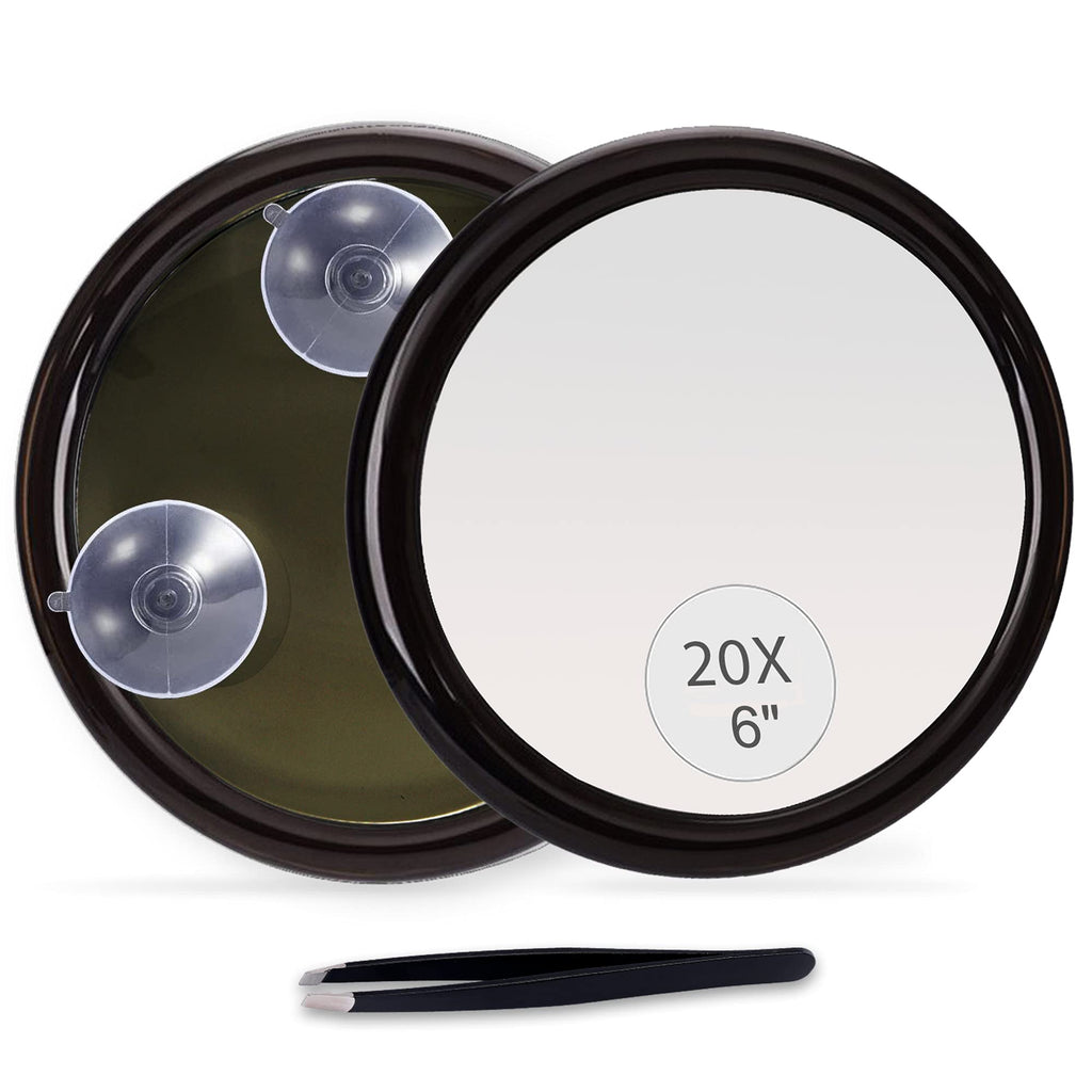 [Australia] - 20X Magnifying Mirror with Suction Cups,6 Inch, Use for Makeup Application, Tweezing, and Blackhead/Blemish Removal 