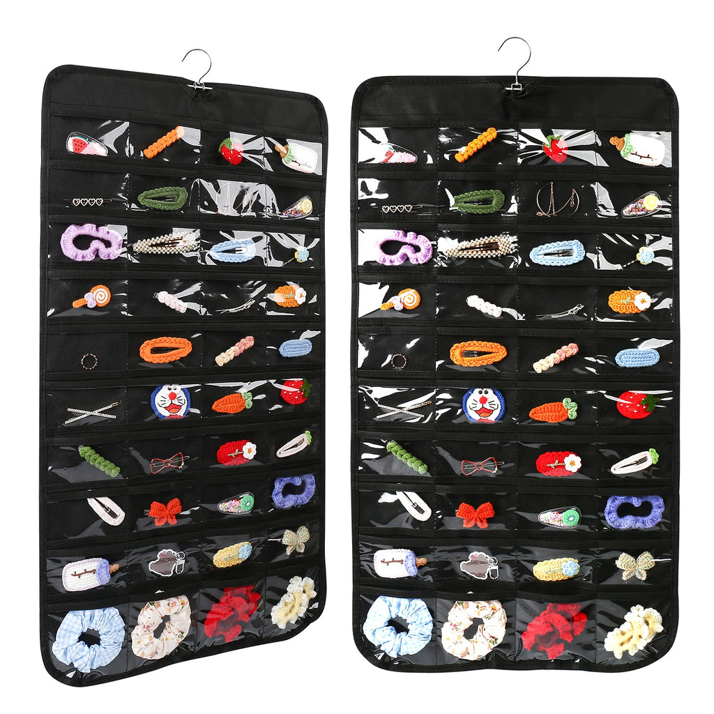 [Australia] - 80 Pockets – Hanging Jewelry Organizer, Double-Sided Jewelry Holders for Earings, Necklaces, Bracelets, Rings, Storage, Closet, Jewelry Hanger 