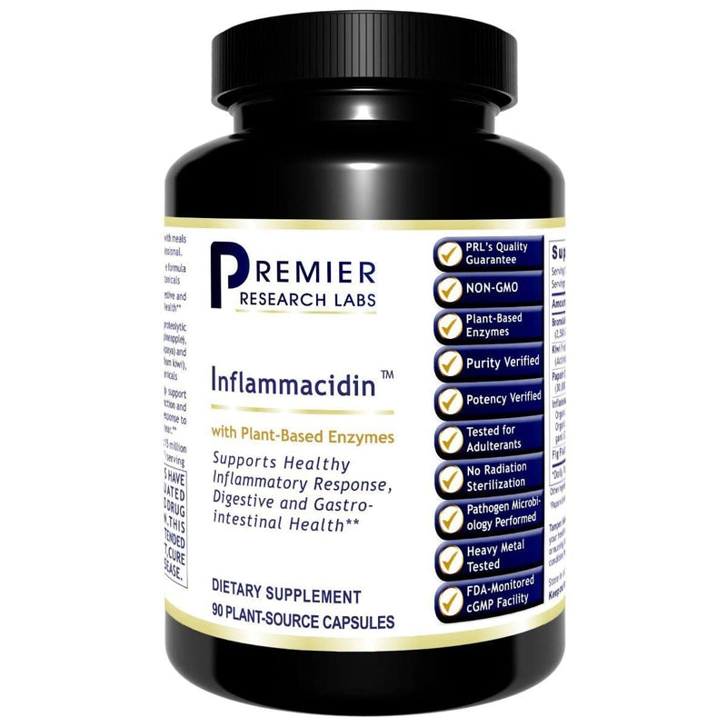 [Australia] - Premier Research Premier Inflammacidin, 100% Plant-Based Enzymes, Support Healthy Inflammatory Response, Digestive and Gastrointestinal Health, 90 Plant-Sourced Capsules 