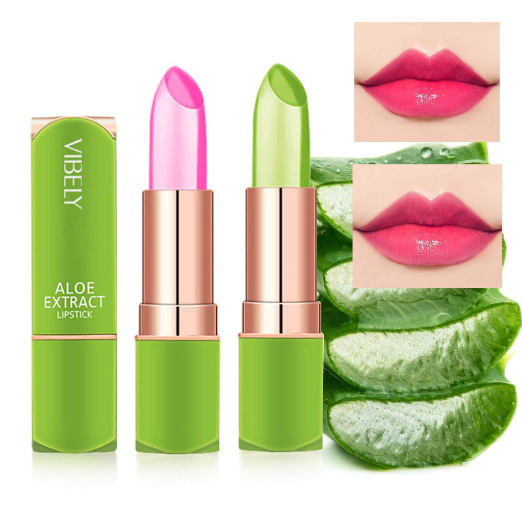 [Australia] - 2 Packs Aloe Vera Lipstick , Kaynest Lips Moisturizer Long Lasting Nutritious Lip Balm Magic Temperature Color Change Lip Gloss (Set-A) Set-A 