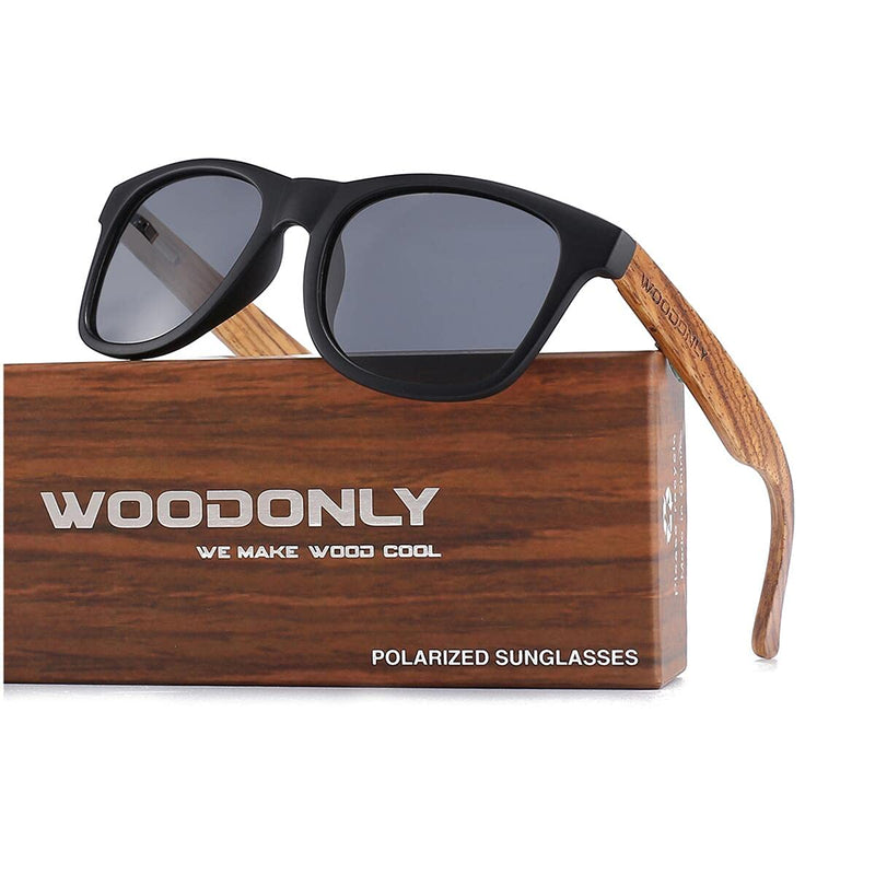 [Australia] - WOODONLY Retro Wood Polarized Sunglasses - Cool Style Matte Finish Frame with Wooden Temple for Men and Women Perfect Gifts Burlywood 1 + Gray 