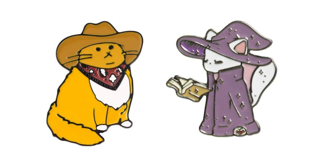 [Australia] - Combo Pin Enamel Cowboy Wizard Cat Kitty 