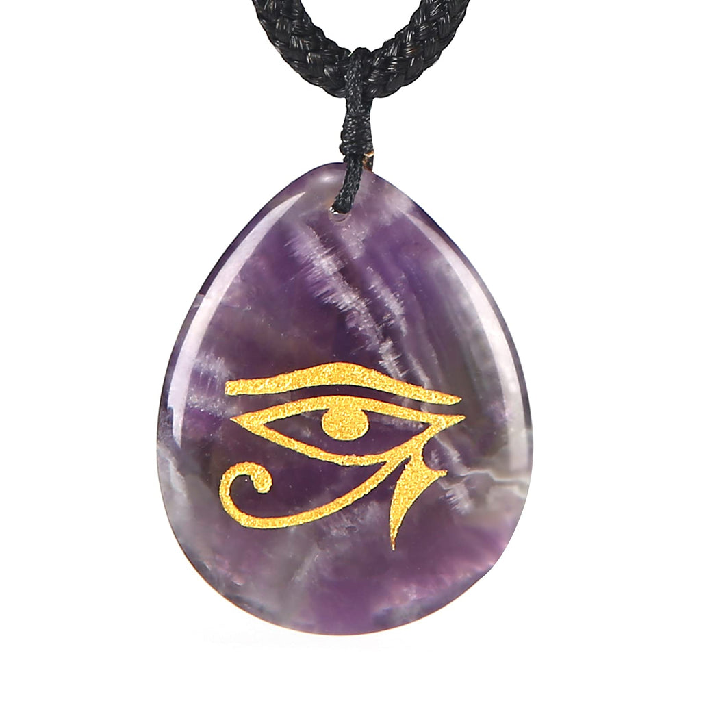 [Australia] - N\C Egyption Eye of Horus Necklace Men Women Protection Symbol Fashion Pendant Jewelry with Chain ，Come Gift Box Amethyst 