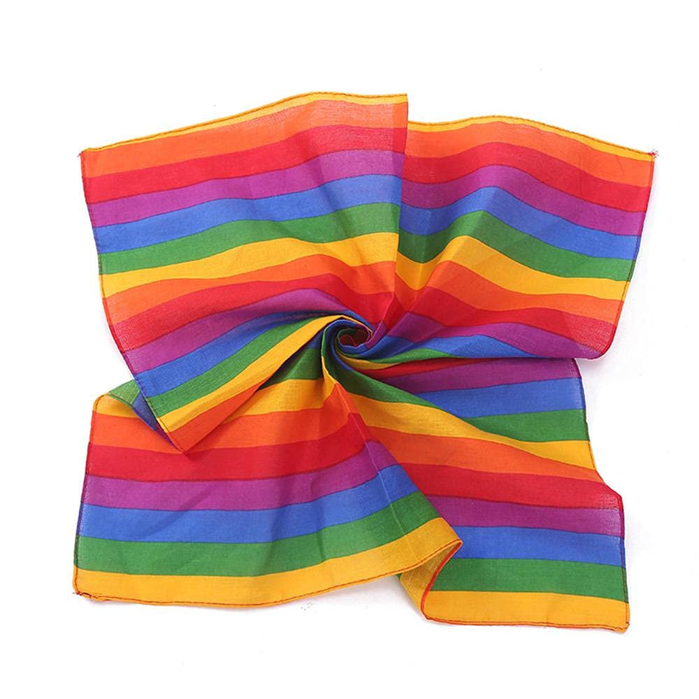 [Australia] - Rainbow Square Scarf Soft Bandana Unisex Square Scarf Multi-Colored Neck Scarf Head Hair Wrap Decor Party Celebration Accessory for Women Men 