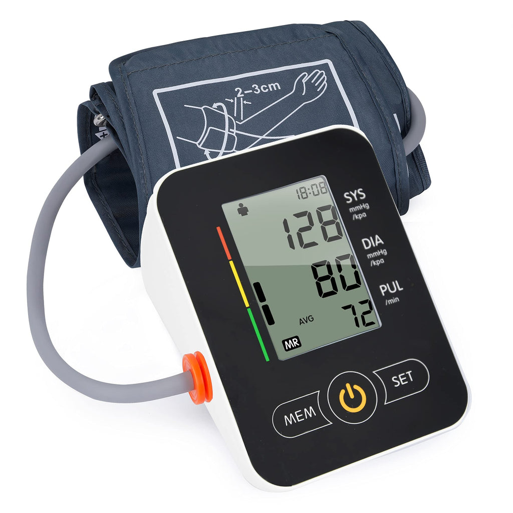 [Australia] - Blood Pressure Monitor - Portable Fully Automatic Digital Upper Arm Blood Pressure Monitor with Extra Large Cuffs,Large LCD Display BP Monitor for Home Use with Detailed Instruction Manual (Black) Black 