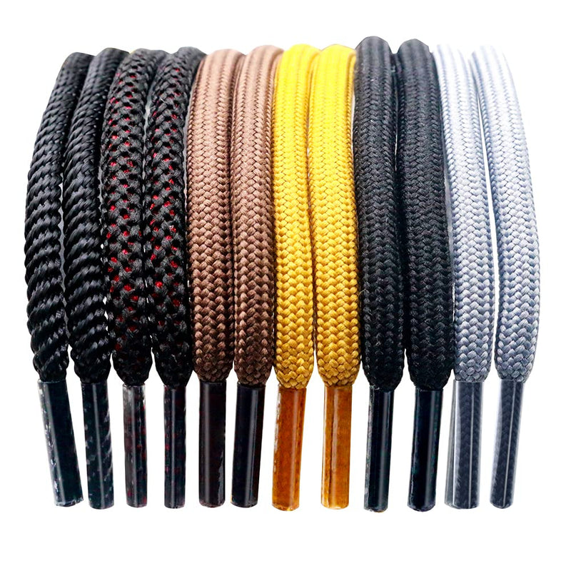 [Australia] - 2 Pair Round boot shoelaces Male and woman Climbing Hiking Walking Boot athletic bootlaces Black Gray Dark Brown Orange Orange,black 27"Inch (69CM) 