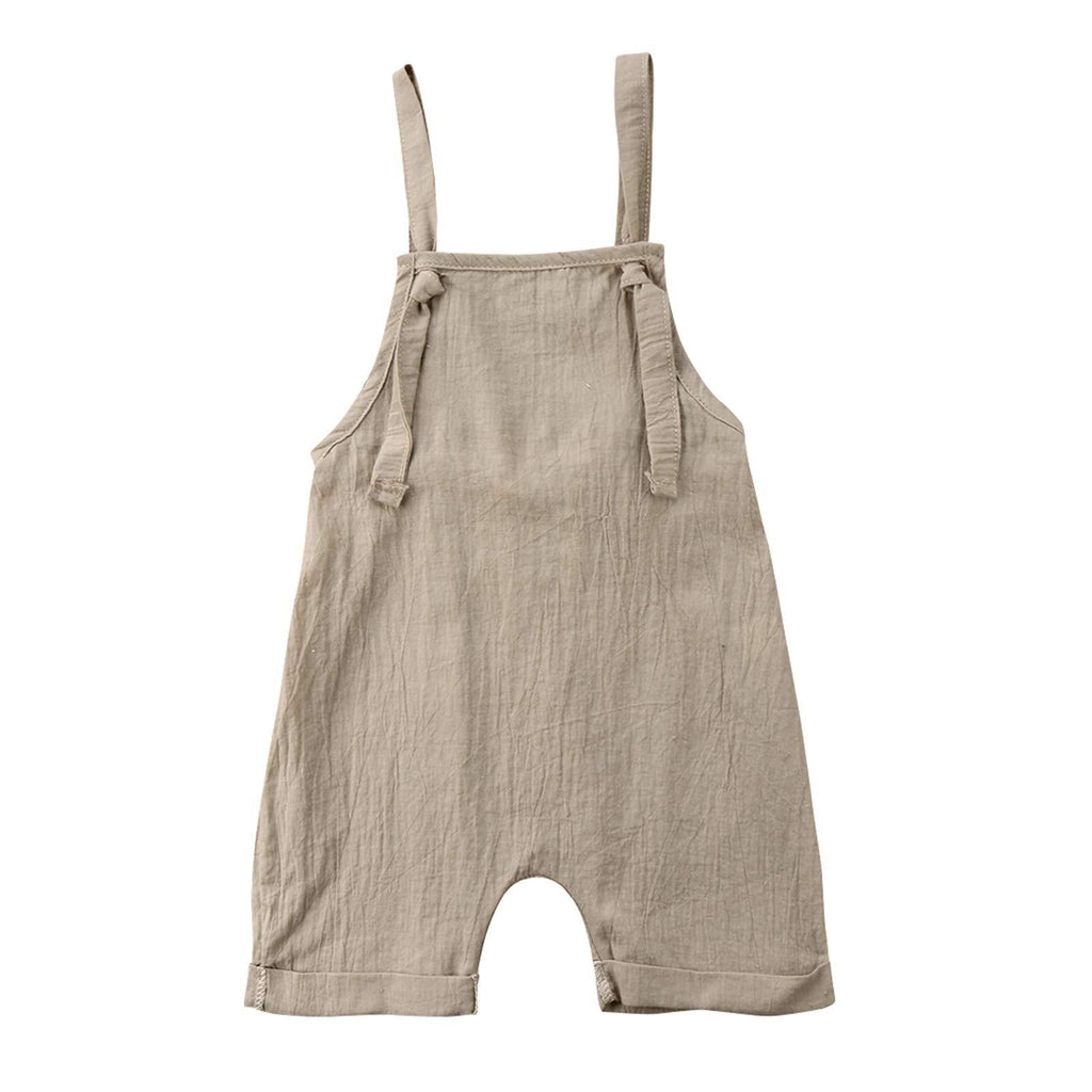 [Australia] - Yunersea Newborn Baby Toddler Girl Boy Basic Plain Pocket Bib Overalls Cotton Overall Pants (Ra Khaki, 12-18 Months) 