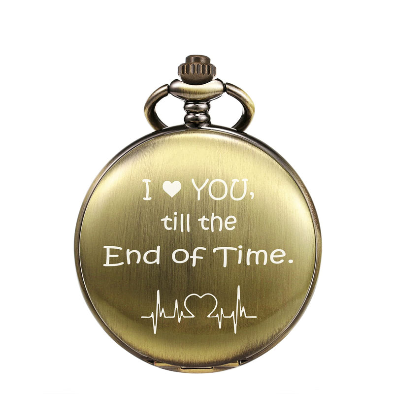 [Australia] - TREEWETO Men's Pocket Watch Gifts for Husband Boyfriend Birthday Valentines Day Wedding Anniversary Fathers Day Christmas, Personalized Engraving for Him Bronze 