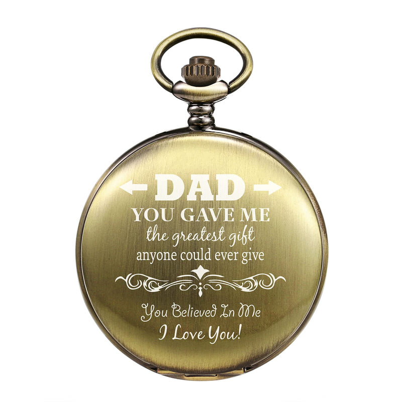 [Australia] - TREEWETO Engraved Pocket Watch Gift for Dad, Men, Father, Father-in-Law, Birthday Christmas Memory Gifts Present to Papa Daddy Bronze 
