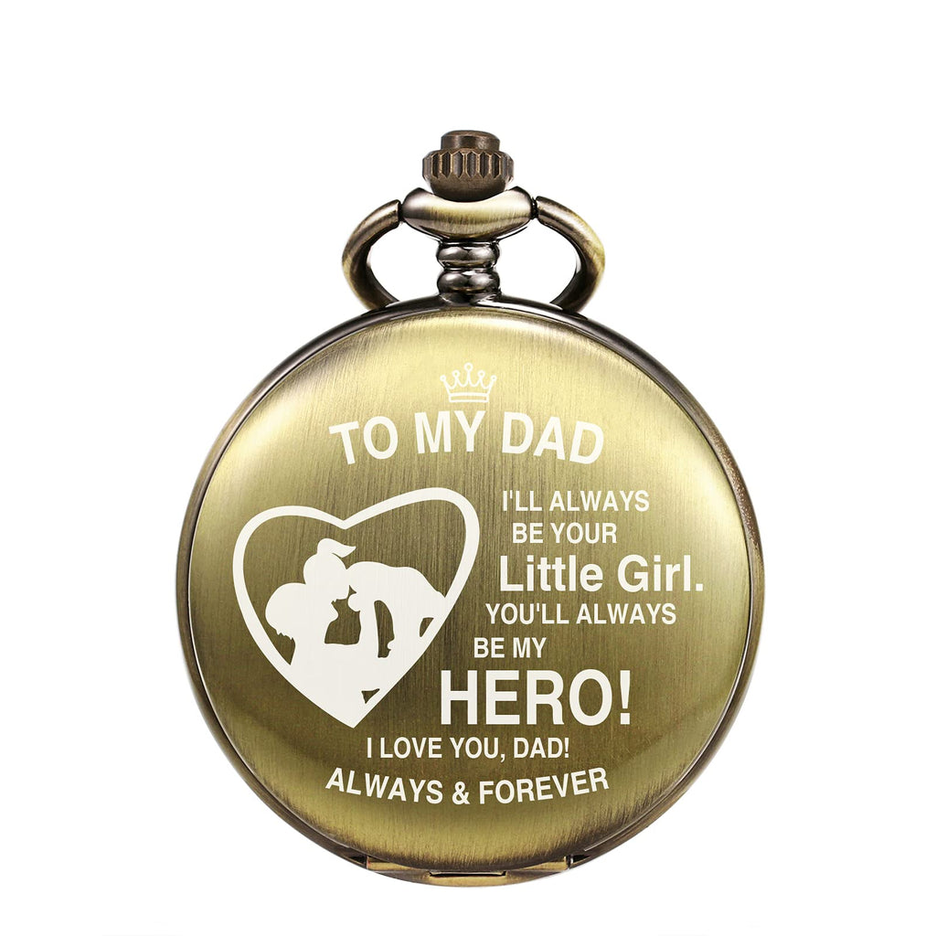 [Australia] - TREEWETO Mens Engraved Pocket Watch Gifts for Dad from Daughter - to My Dad Father Daddy Papa for Birthday Fathers Day Wedding Bronze 