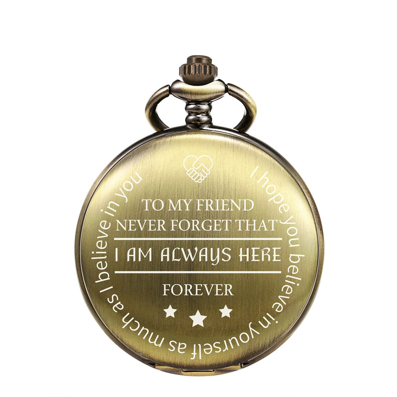 [Australia] - TREEWETO to My Friend Engraved Pocket Watch with Chain Custom Gift for Best Friend Men Women Birthday Wedding Graduation Christmas Bronze 