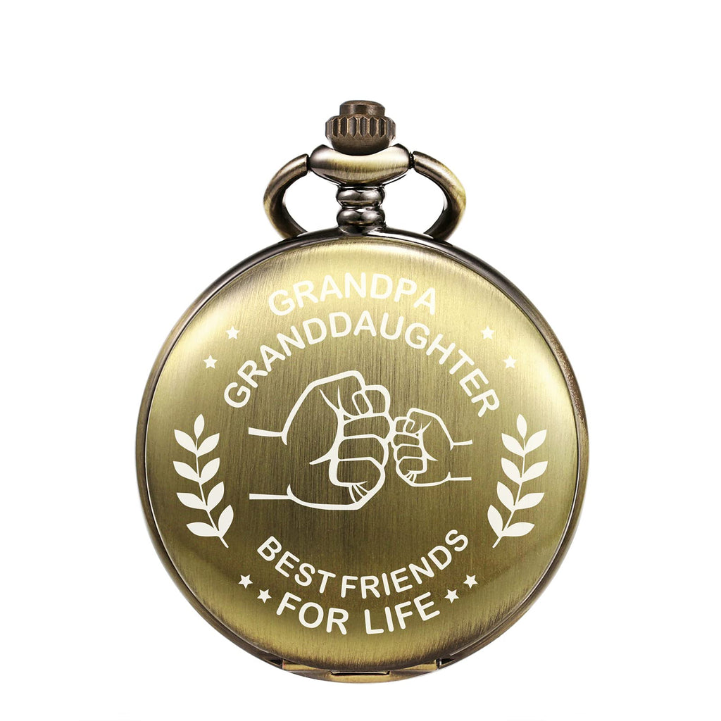 [Australia] - TREEWETO Memory Present to My Grandpa Pocket Watch, I Love You to Grandpa Present from Granddaughter Personalized for Fathers Day Birthday Wedding Bronze 
