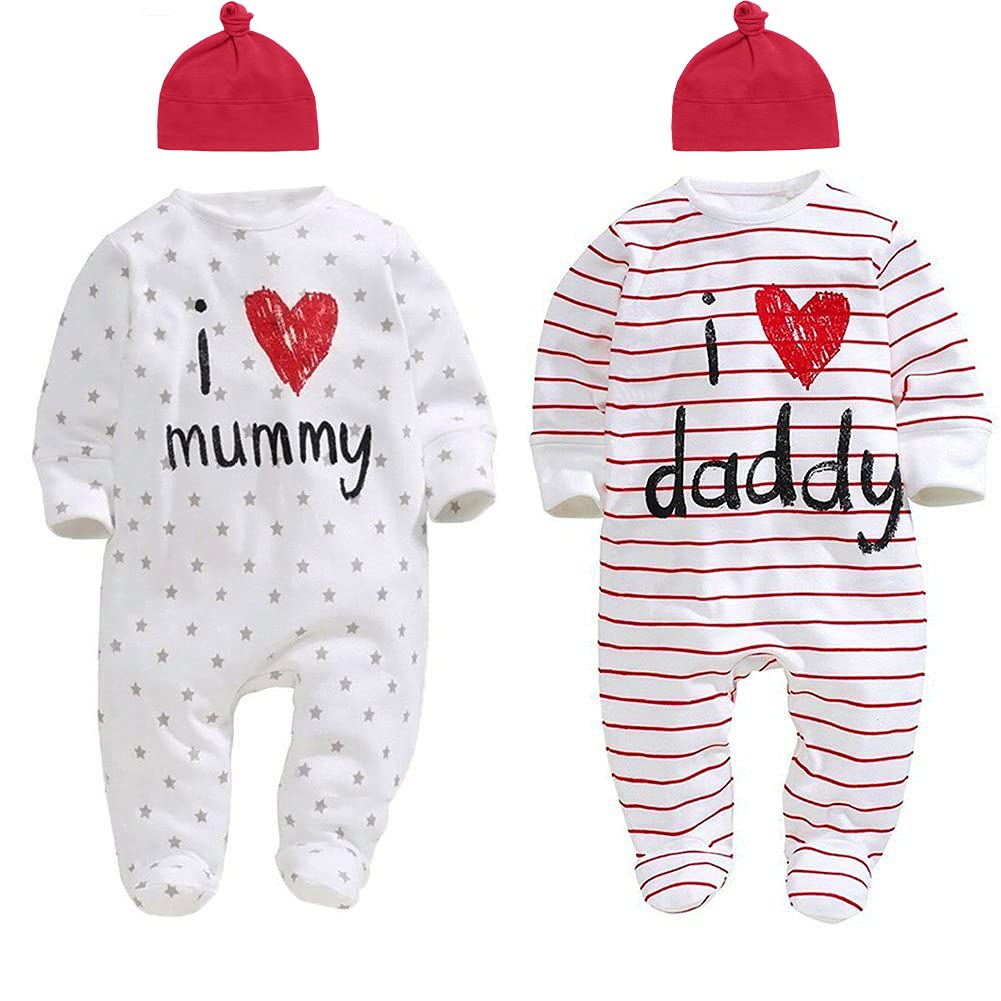 [Australia] - AOMOMO Newborn Infant Unisex Baby Footies Romper Bodysuit Jumpsuit Outfits Clothes 2 Pack 0-0 