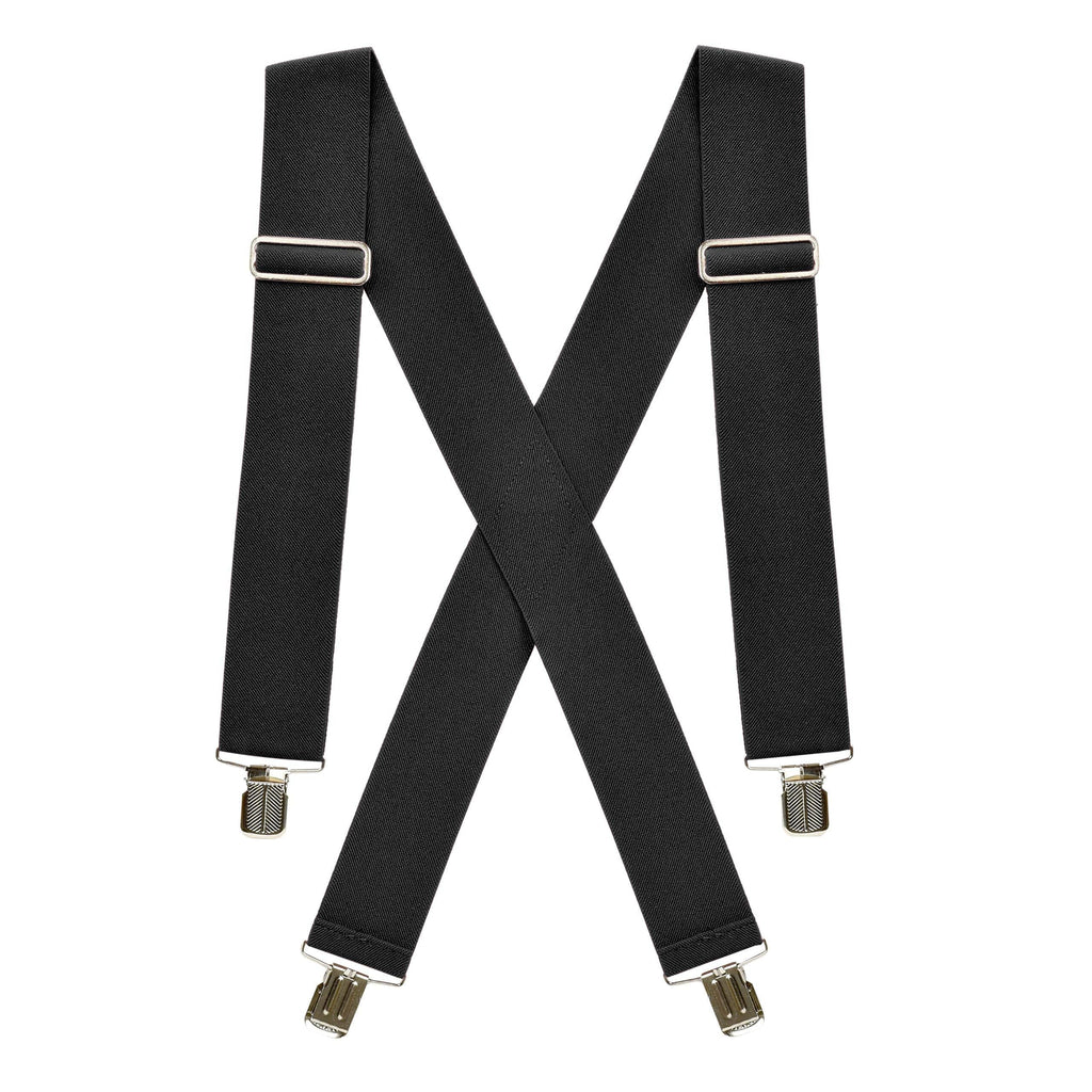 [Australia] - Hold’Em Suspenders for men Heavy Duty for Big and Tall utility Clips 2” Wide Elastic Work braces 3 sizes Black Large (30-46 Inches) 