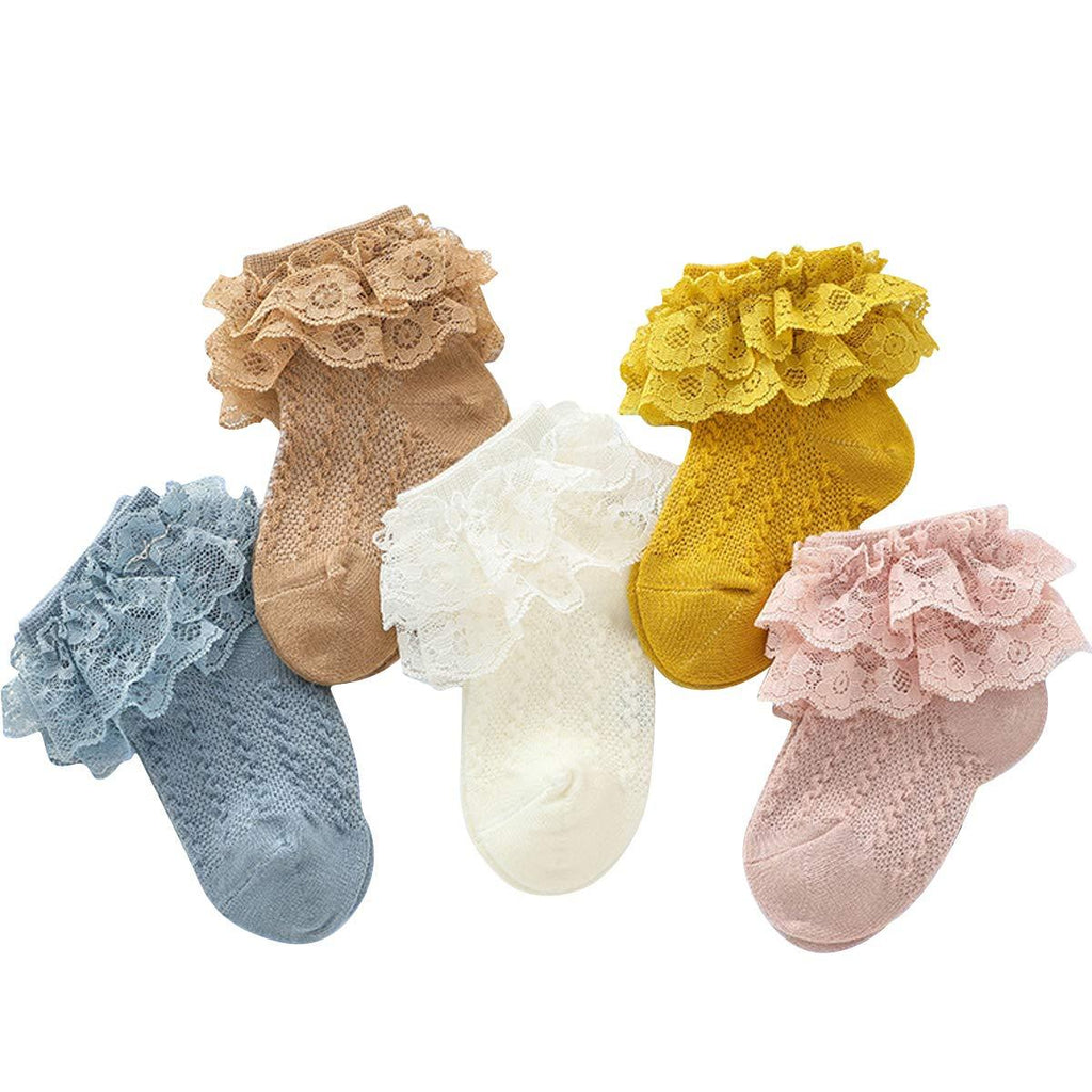 [Australia] - vanberfia Baby Toddler Girls Princess Cotton Frilly Socks Lace Ruffle Thin Mesh Socks 0-7T 6-12 Months Kk7711 