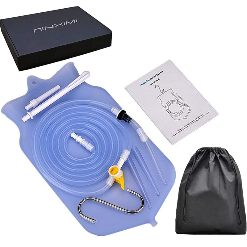 [Australia] - Reusable Silicone Enema Bag Kit-2L Coffee and Water Enema Cleansing 6.55ft Long Silicone Hose Anal Douche for Women and Men 