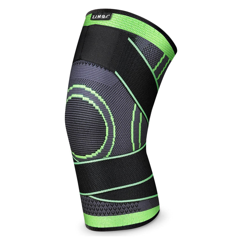 [Australia] - Knee Sleeve, Professional Knee Brace with Removable Adjustable Straps, Premium Compression Support for Arthritis Pain, Running Safety, Cross Fitness Training, Men's/Women's - Single (Large, GREEN01, 1) Large 