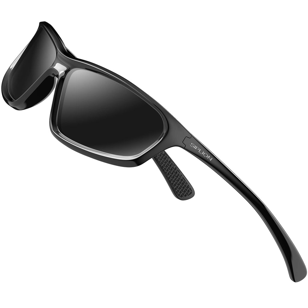 [Australia] - SIPLION Sunglasses For Men Women - Ultralight Polarized Cycling Driving Fishing Sports Glasses UV blocker Black Frame/Black(not Mirrored) 